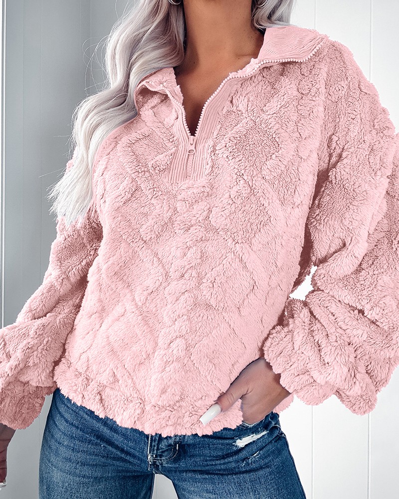 Sherpa Hoodie Fleece - Sudadera informal holgada de mujer con