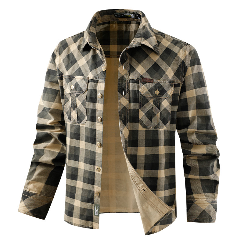 Flannel Shirt Lined - Ropa de trabajo Retro para hombre,