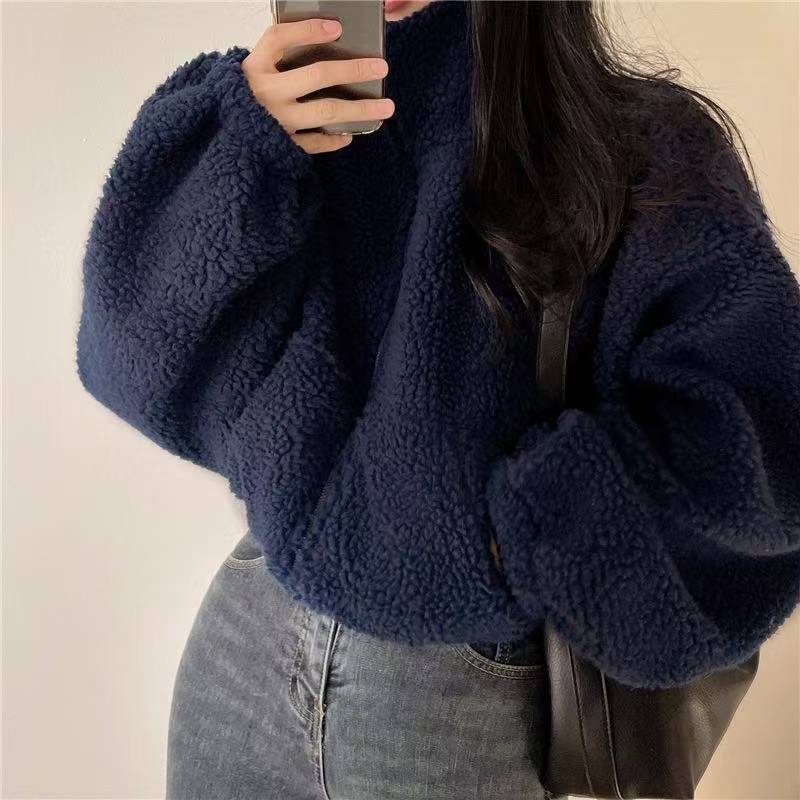 Chaqueta con capucha corta y c - Sherpa Hoodie Fleece reseña y precio